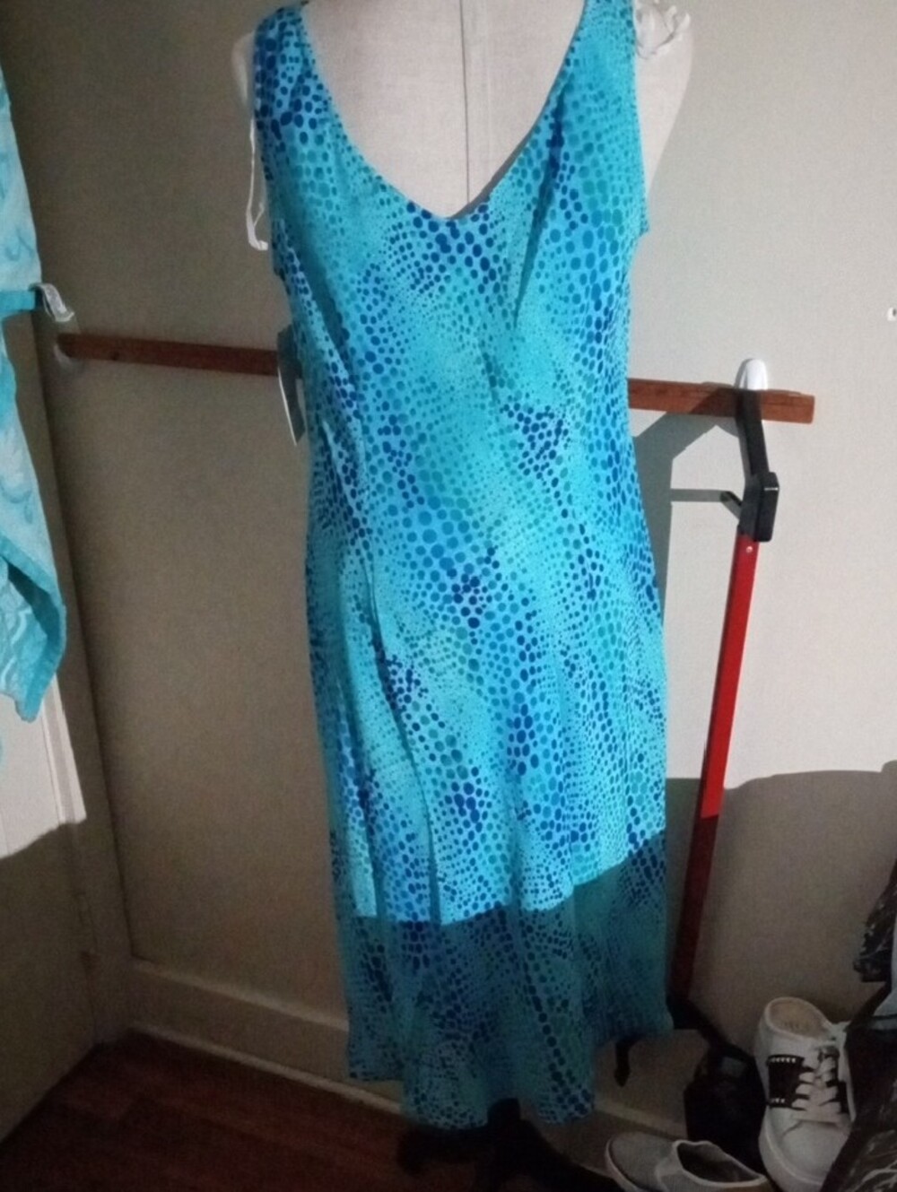Ronni Nicole NWT Teal & Navy Sleeveless V-Neck Maxi Dress 16